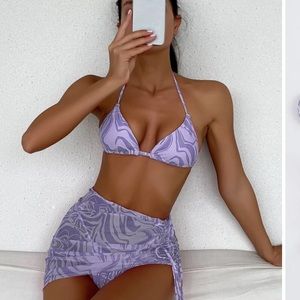 NEW NEVER WORN SHEIN HALTER TRIANGLE BILINI SWIMSUIT WITH COVER SKIRT